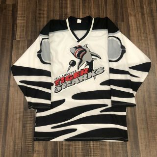 Tallahassee Tiger Sharks Echl Hockey Jersey Vintage 1994 White Black Adult S