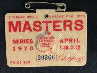 1970 Masters Badge Ticket Winner: Billy Casper Golf Augusta National