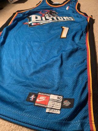 Rare 1 Jersey Vintage Authentic Nike Detroit Pistons Size 50 Issued sewn 1999 2
