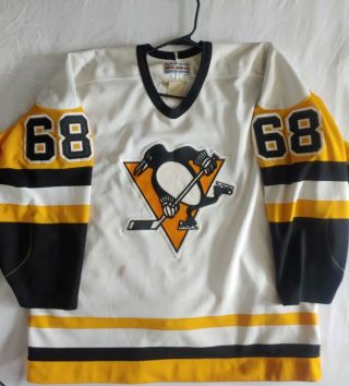 Vtg Jaromir Jagr Vintage Ccm Pittsburgh Penguins Jersey Phil Borque Signed Read