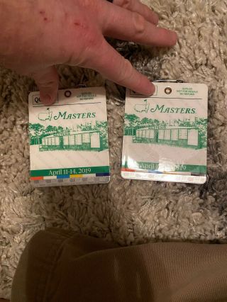 (2) Tiger Woods 2019 Masters Badge Augusta National Golf Club Sequential Angc