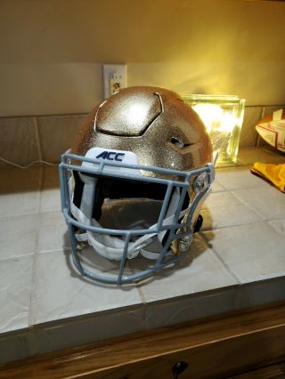 Authentic Notre Dame Riddell Speedflex Football Helmet Textured Gold Chrome