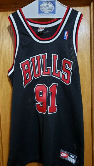 Vintage Blk Authentic 1997 - 98 Chicago Bulls Dennis Rodman Nike Jersey Size 48xl
