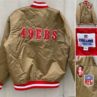 Vintage Sf 49ers (san Francisco) Nfl Pro Line Starter Jacket Satin Look Xl Tall