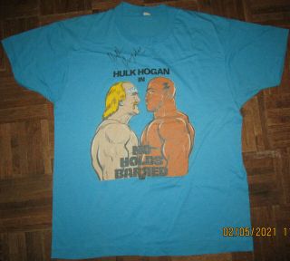 Wwf No Holds Barred Shirt Vintage Wwe Wrestling Signed Hulk Hogan 1980s