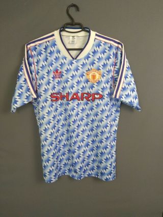 Manchester United Jersey 1990 1992 Away M Shirt Football Soccer Blue Adidas Ig93