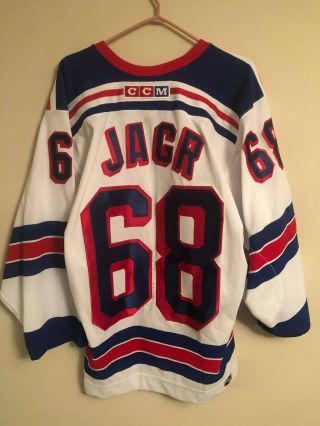 Jaromir Jagr York Rangers Vintage Ccm Hockey White Jersey Nhl Authentic