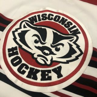 Game Worn University of Wisconsin Badgers NCAA WCHA Hockey Jersey XL 4
