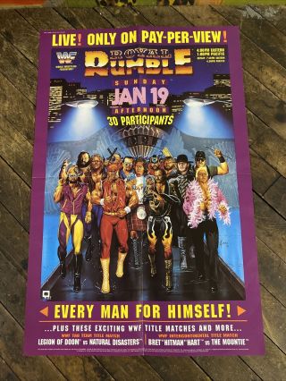 Vintage Wwf Royal Rumble 1992 Poster Wwe Wcw Nwo Aew Hasbro Ljn Elite