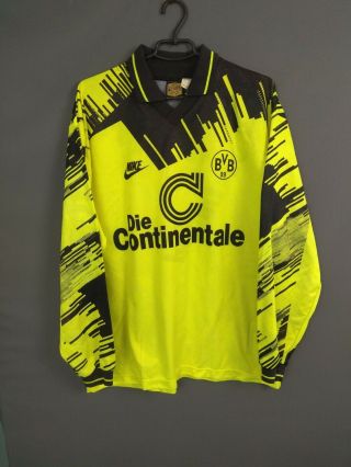 Borussia Dortmund Jersey 1993 1994 Home L Long Sleeve Shirt Trikot Nike Ig93