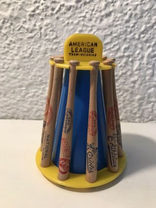 Vintage 1960s American League Miniature Wooden Bats Bank - From Cooperstown