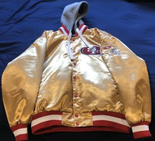 Vintage San Francisco 49ers Chalk Line Satin Jacket Mens Xl Forty Niners Hoodie