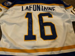 Pat Lafontaine Buffalo Sabres Ccm Signed Hof White Home Jersey Vintage Size 54