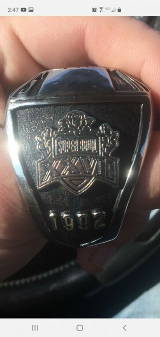 Big Dallas Cowboys Bowl Champion 1992 Xxvii Commemorative Paperweight Ring