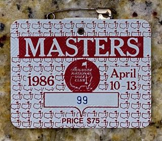 1986 Masters Tournament Augusta National Golf Club Badge Ticket Jack Nicklaus
