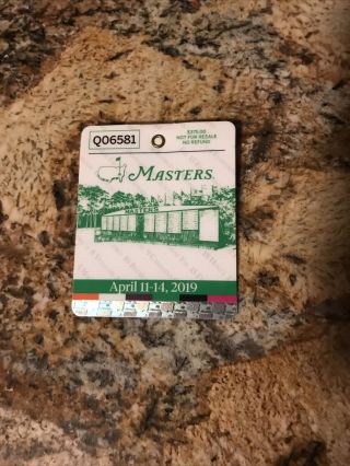 2019 Masters Tournament Augusta National Golf Club Badge Ticket Tiger Woods