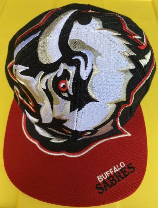 Euc Vintage 90s Buffalo Sabres The Game Big Logo Snapback Hat Cap Wool Nhl