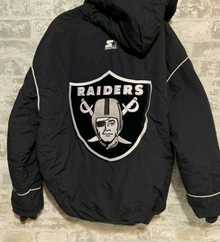 Vintage Nfl La Oakland Raiders Starter Jacket Black Xl Huge Back Patch