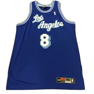 Vtg Nike Kobe Bryant Los Angeles Lakers Alternate Blue Jersey Size 48 Basketball