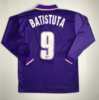 Vintage Acf Fiorentina Gabriel Batistuta Long Sleeve Reebok Jersey