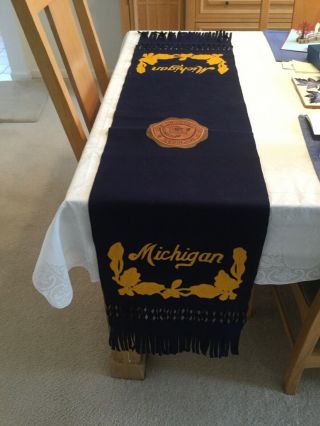 Vintage University Of Michigan Felt Banner Or Table Runner 1920s Or 1930s?