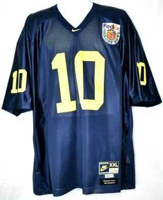 Nike Tom Brady 10 Michigan Wolverines Jersey Blue 2xl Orange Bowl 2000 Patch