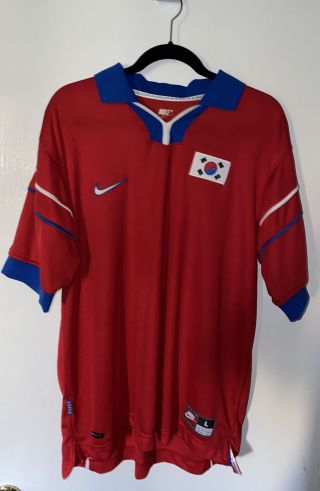 Nos Rare Vintage 1998 World Cup Nike Korea Soccer Jersey Dri - Fit Red L