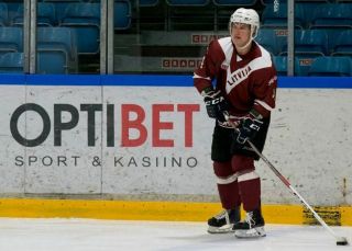 IIHF Latvia Latvija Game Worn Ice Hockey Jersey Shirt 90 KALNS 2