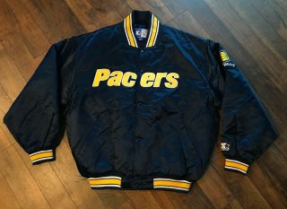 Nwot Vintage 90s Indiana Pacers Satin Bomber Starter Jacket Embroiderd Quilted