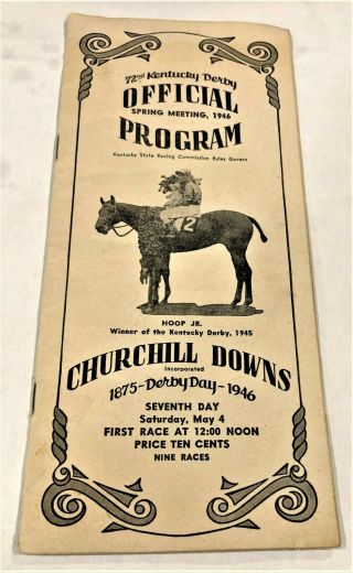 1946 Kentucky Derby Program - No Writing,  Tears,  Or Wrinkles