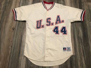 Vintage Team Usa Russell Athletic Pro Cut Team Issued Baseball Jersey Size 46