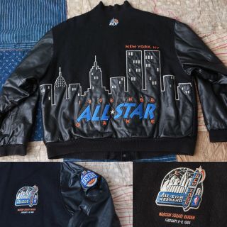 Rare Vtg 1990s Nba Official 1998 All Star Weekend Jacket Mens Xl Ny Kobe Jordan
