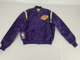 Vintage 1980s La Los Angeles Lakers Starter Jacket Purple Satin Made In Usa Xl