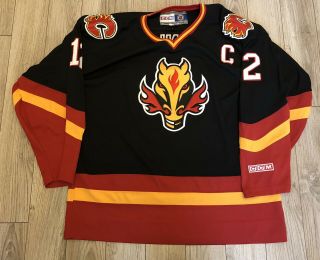 Vintage Ccm Calgary Flames Jarome Iginla Blasty Horse Alt Hockey Jersey Xl