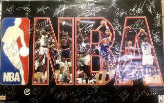 Nba Greats All - Star Signed Poster Pippen Barkley Ewing Autograph Print Jersey