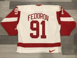 Nike Sergei Fedorov Detroit Red Wings White Nhl Hockey Jersey Sz Xxl
