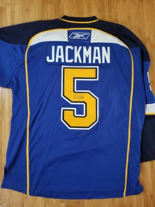 Signed Reebok St.  Louis Blues Jackman Arch Alternate Nhl Hockey Jersey Xl