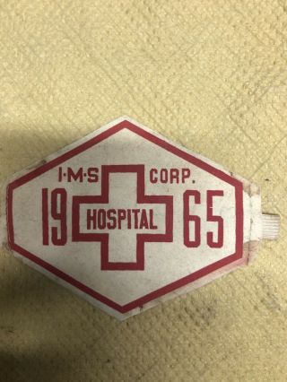 1965 Indianapolis Motor Speedway Medical Staff Hospital Armband Indy 500