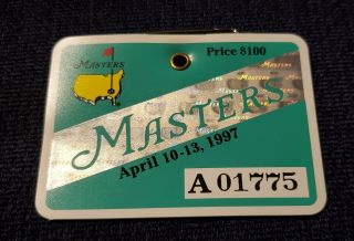 1997 Masters Badge Ticket Augusta National Golf Pga Tiger Woods Wins