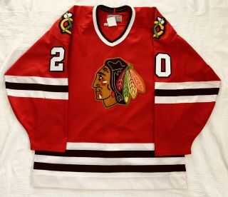 Authentic 1995 - 96 Ccm Chicago Blackhawks Gary Suter Away Hockey Jersey Size 48