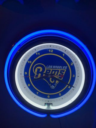 La Los Angeles Rams Football Bar Man Cave Blue Neon Clock Advertising Sign