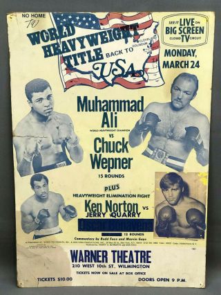 Orig.  1975 Muhammad Ali Vs.  Chuck Wepner Boxing Poster - Ken Norton Jerry Quarry