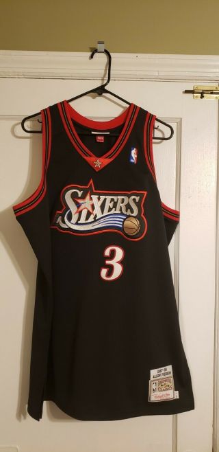 100 Authentic Allen Iverson Mitchell & Ness 97/98 Sixers Jersey Size 48 Xl