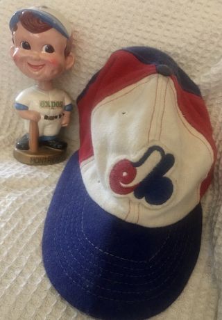 Montreal Expos Vintage Baseball Hat,  Youth Size Vintage Expos Bobblehead