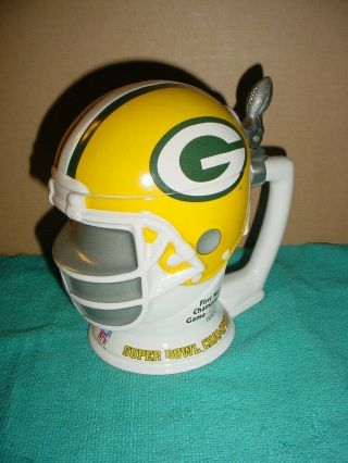 Green Bay Packers Helmet Stein 3 Time World Champions Bowl 1 2 31