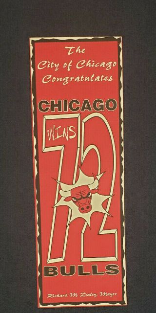 Michael Jordan Chicago Bulls 1995 - 96 72 Wins Chicago Street Banner 29 " X 10 "