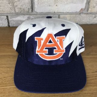 Rare Vintage 90s Auburn Tigers Logo Athletic Sharktooth Snapback Hat Cap Ncaa Og