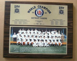 Detroit Tigers 1984 World Series Champion Plaque - Miller Lite
