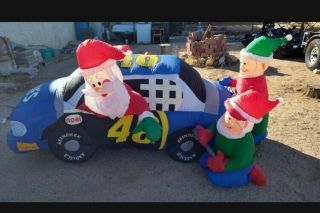 Lowes Jimmy Johnson 48 Inflatable/blow Up,  Collector Christmas Car With Lights