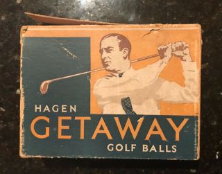 Vintage Walter Hagen Getaway Dozen Golf Balls Empty Box 1930’s Pga Open Champion